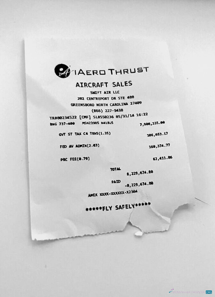 Download USA Aerothrust Holdings payment receipt Photoshop template